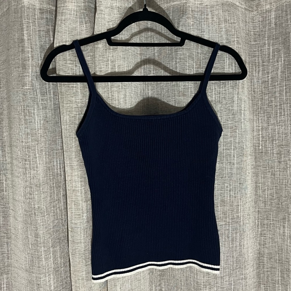 Navy blue ribbed tank top